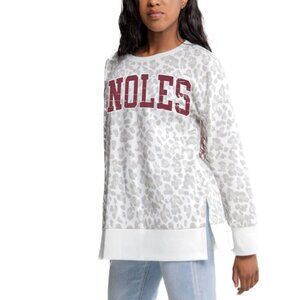 Women's Gameday Couture Gray Florida State Seminoles Side-Slit French Terry Crew